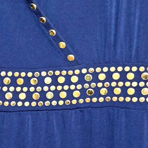 MICHAEL Michael Kors True Navy 3/4 Length Sleeve Dress with Siver Stud Detailing
